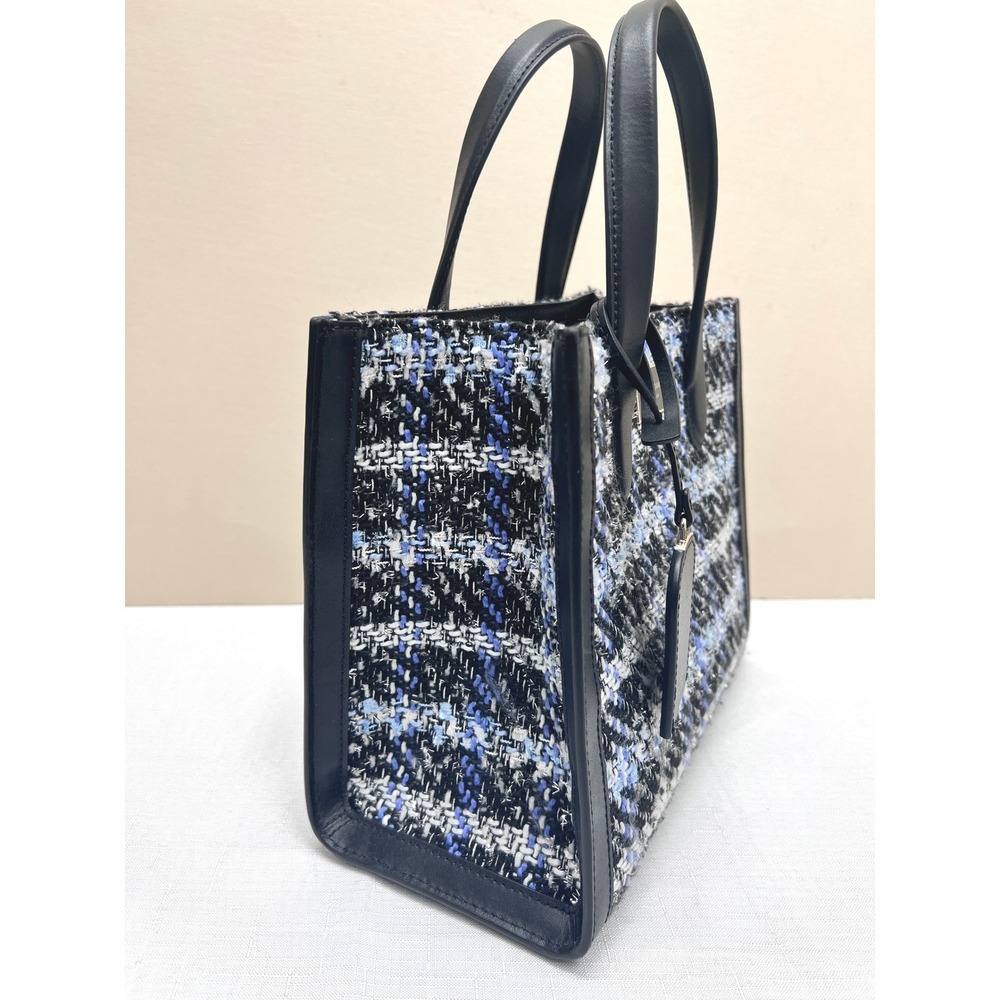 Kate Spade Manhattan Tote Womens Small Blue Black Excellent Tweed Crossbody Bag - Picture 5 of 11